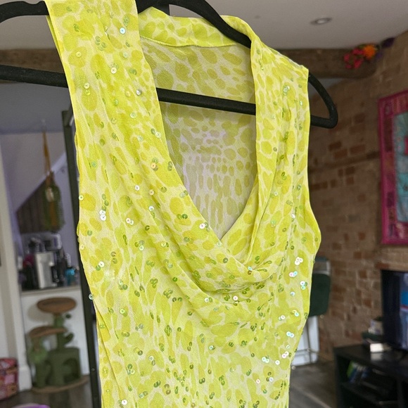 Lime Green Sequin Going-out Top - Picture 3 of 4